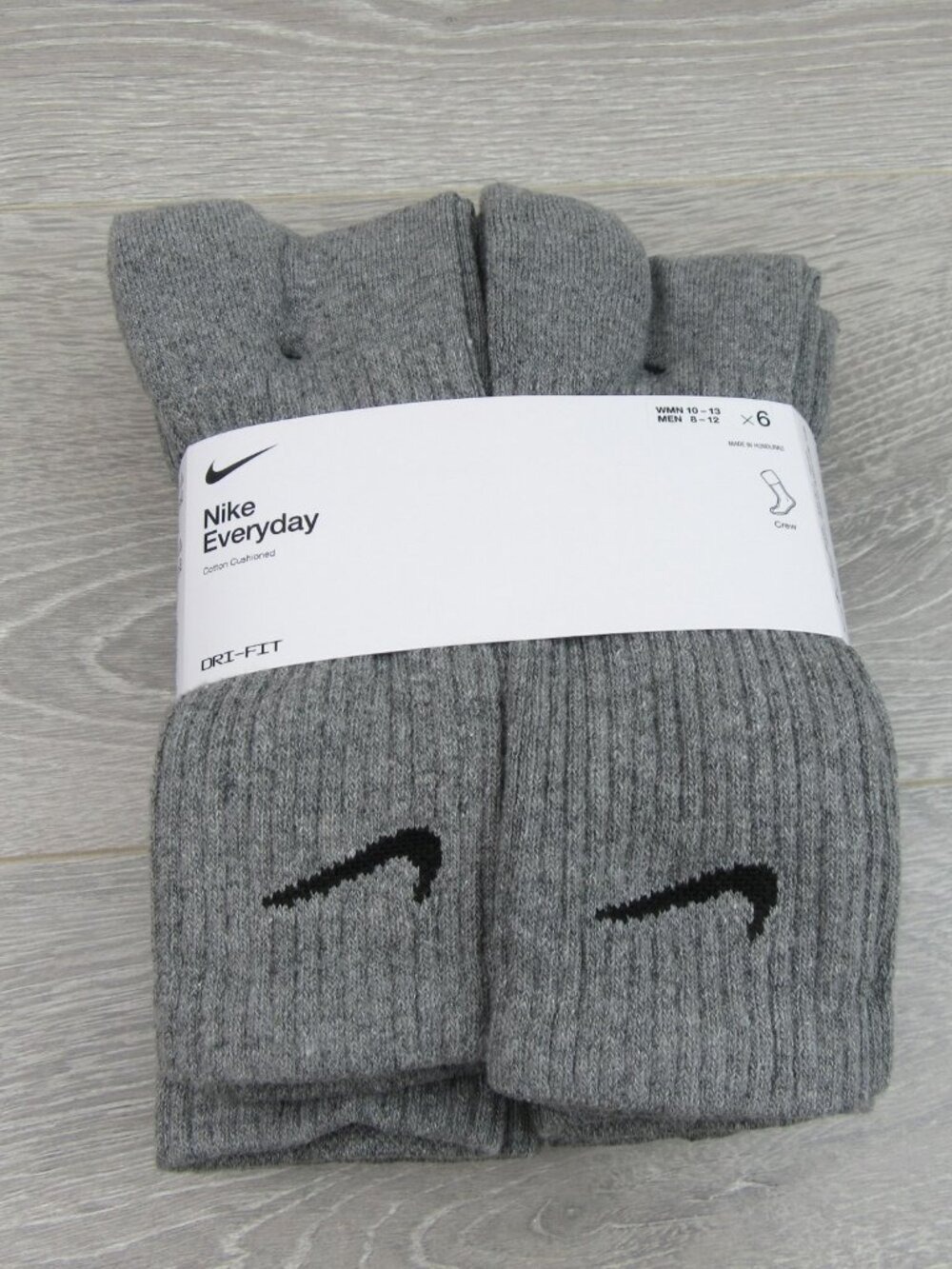 Nike Everyday Cushioned Crew Socks Men's Size 8-12 Grey 6 Pack NEW - Picture 2 of 10